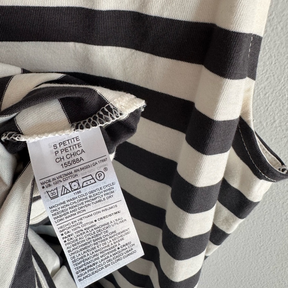 Old Navy Black & White Striped Mod Style Sleeveless Mini T-Shirt Tank Dress SM P - Picture 10 of 10